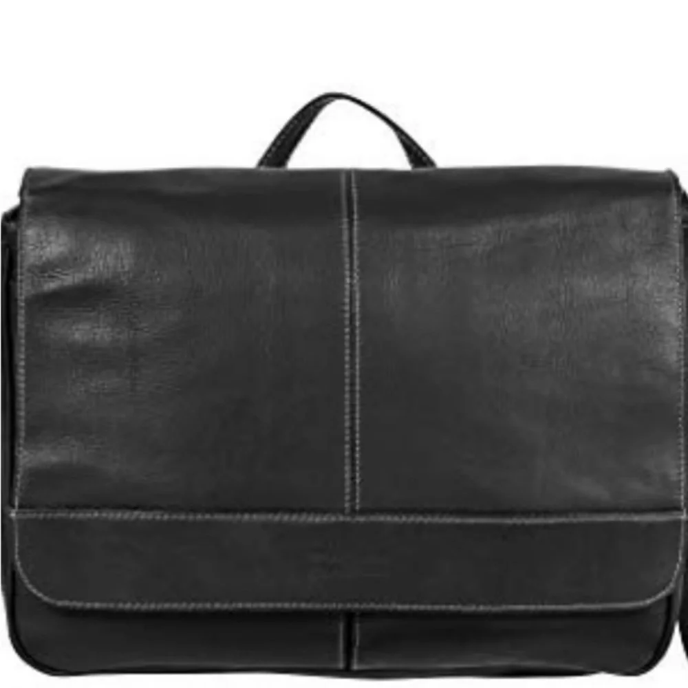 Classic Black Leather Messenger Bag